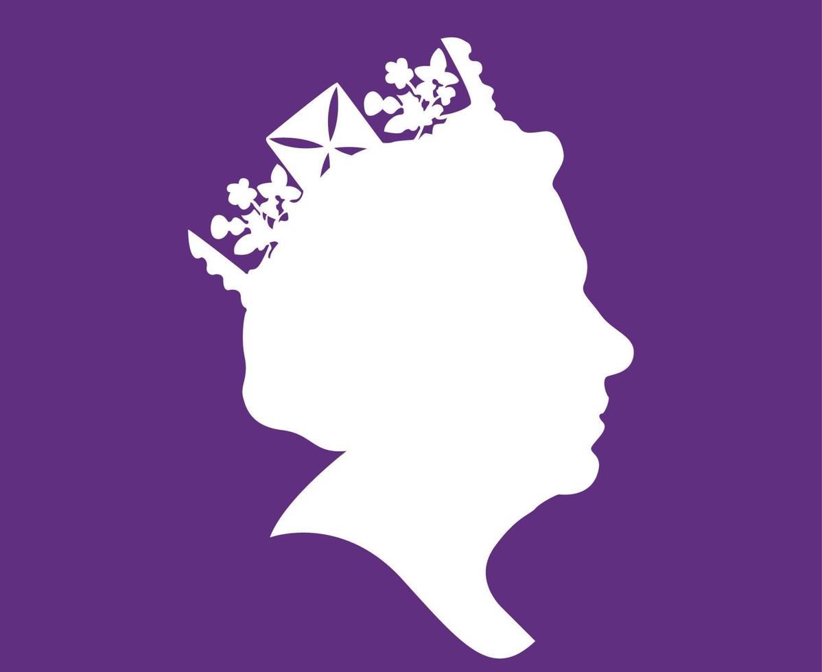 Elizabeth ansikte porträtt drottning brittiskt förenad rike 1926 2022 nationell Europa Land vektor illustration abstrakt design lila och vit