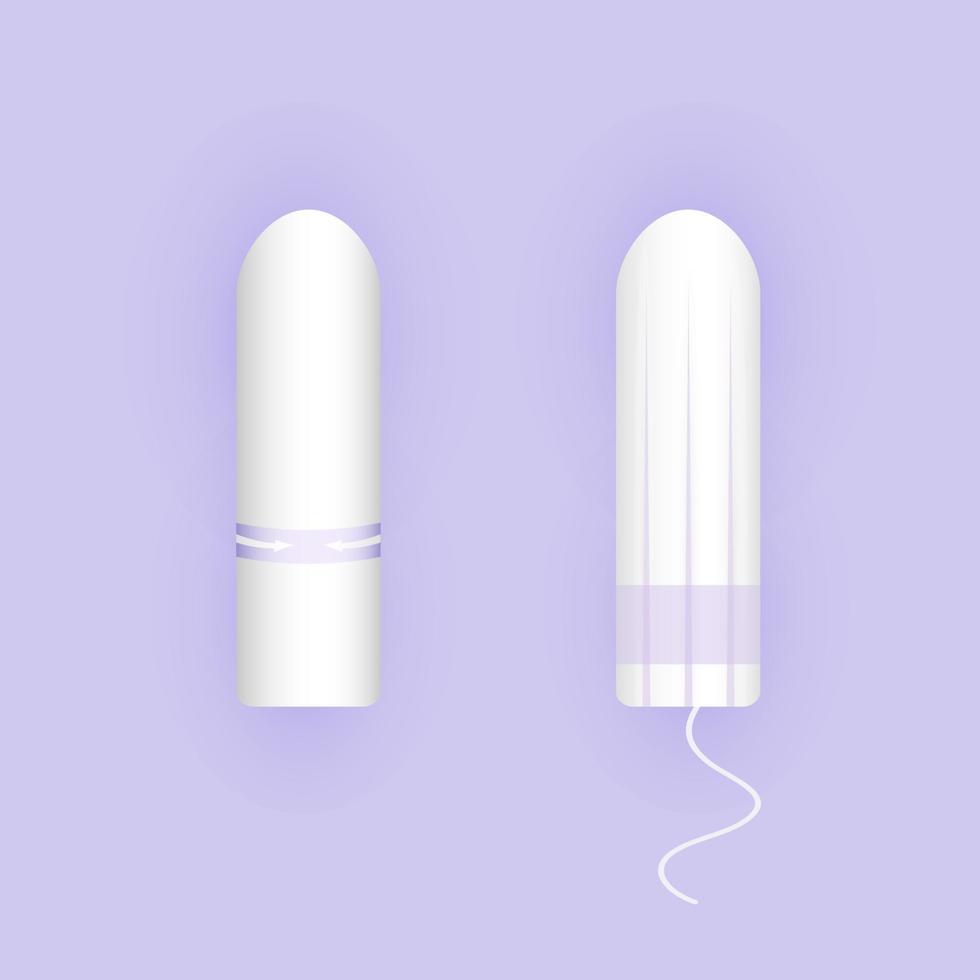 feminin tamponger ikon. kvinna menstruations- vård. illustration av feminin hygien Produkter i en platt stil. vektor