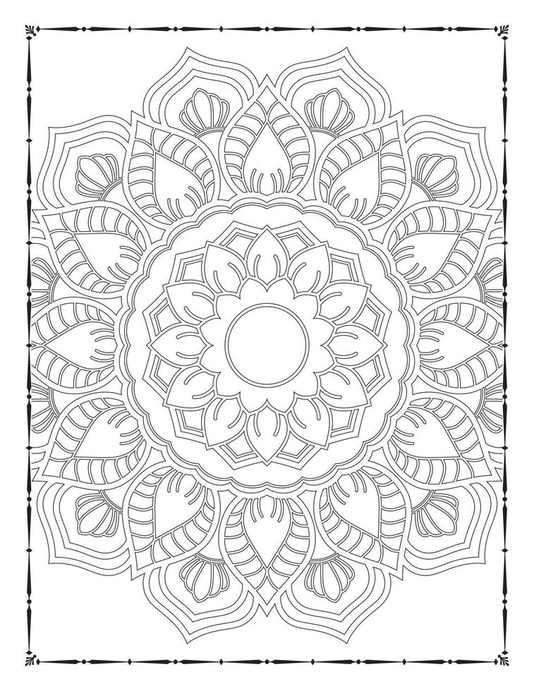 Innere einer Malseite. Schwarz-Weiß-Mandala zum Ausmalen von Seiten im Innenraum. dekoration mandala ornament design set vektor. Vintage-Mandala-Muster-Vektor. vektor
