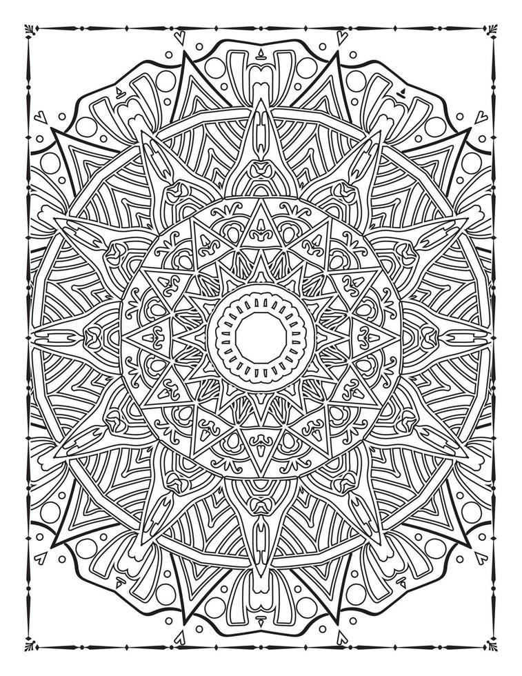 Innere einer Malseite. Schwarz-Weiß-Mandala zum Ausmalen von Seiten im Innenraum. dekoration mandala ornament design set vektor. Vintage-Mandala-Muster-Vektor. vektor