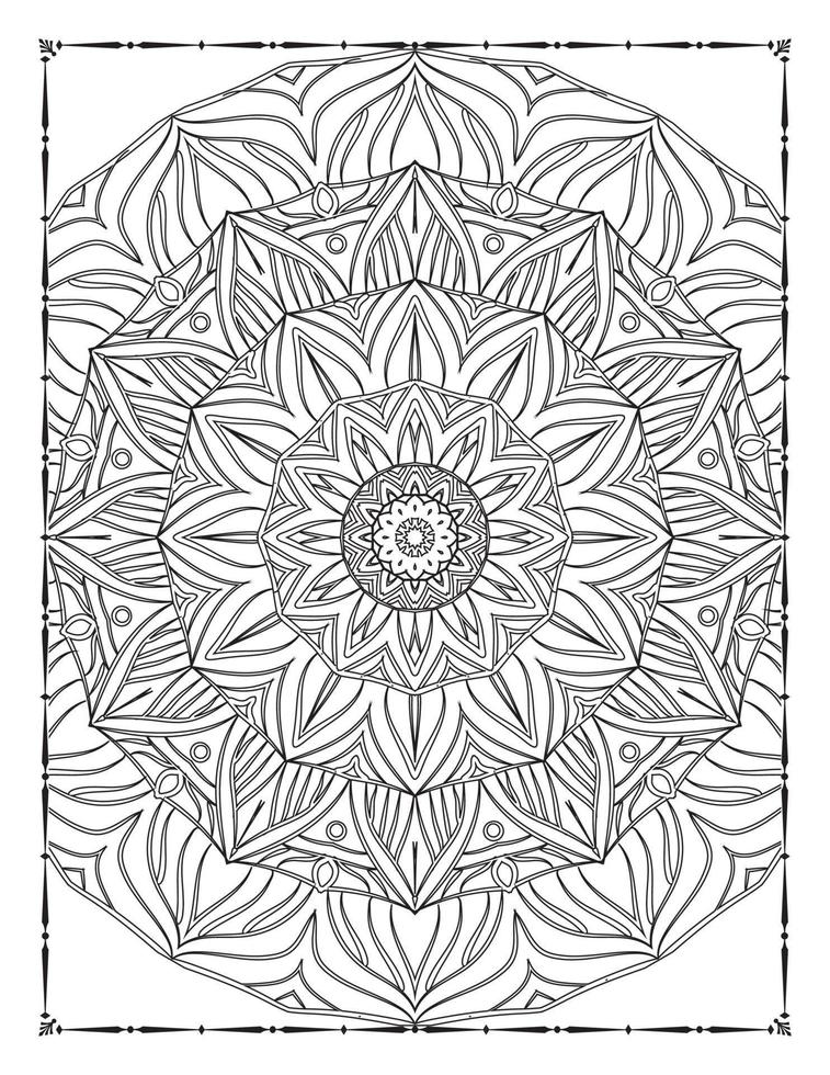 svart och vit mandala för färg sidor interiör. interiör av en färg sida. klotter mandala linje konst. dekoration mandala prydnad design uppsättning vektor. vektor