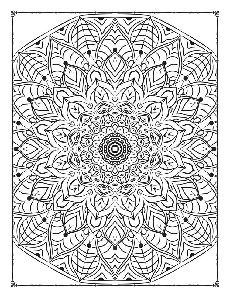 Innere einer Malseite. Schwarz-Weiß-Mandala zum Ausmalen von Seiten im Innenraum. dekoration mandala ornament design set vektor. Vintage-Mandala-Muster-Vektor. vektor