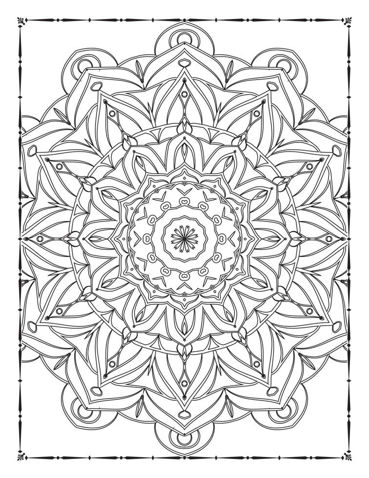 Schwarz-Weiß-Mandala zum Ausmalen von Seiten im Innenraum. Innere einer Malseite. Gekritzel-Mandala-Strichzeichnungen. dekoration mandala ornament design set vektor. vektor