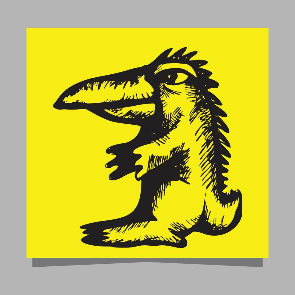 Dinosaurier-Logo auf Papier gezeichnet vektor