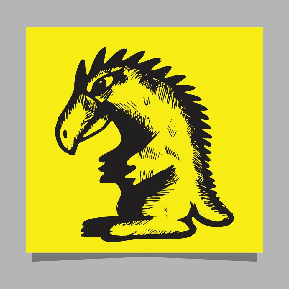 dinosaurie logotyp dragen på papper vektor