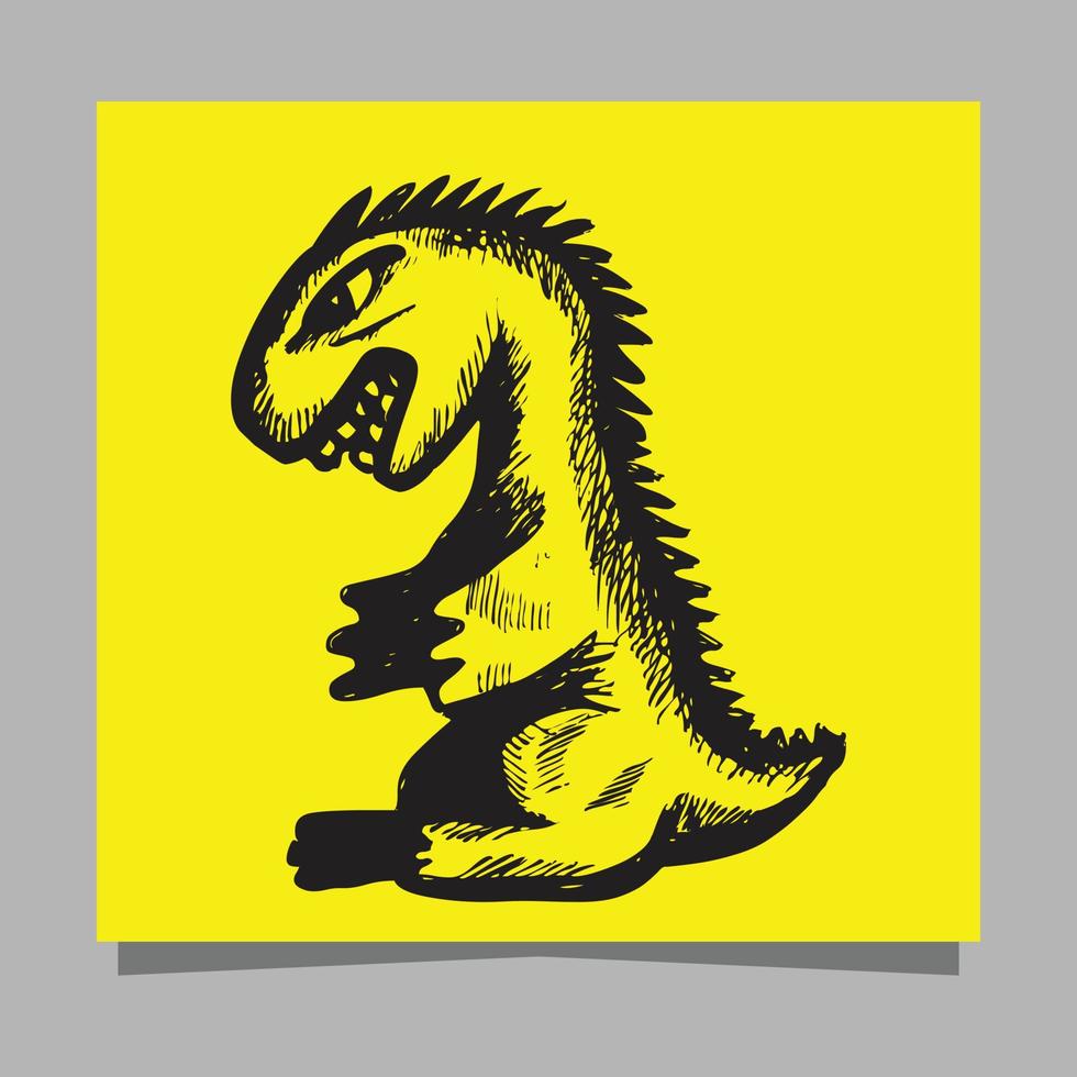 Dinosaurier-Logo auf Papier gezeichnet vektor