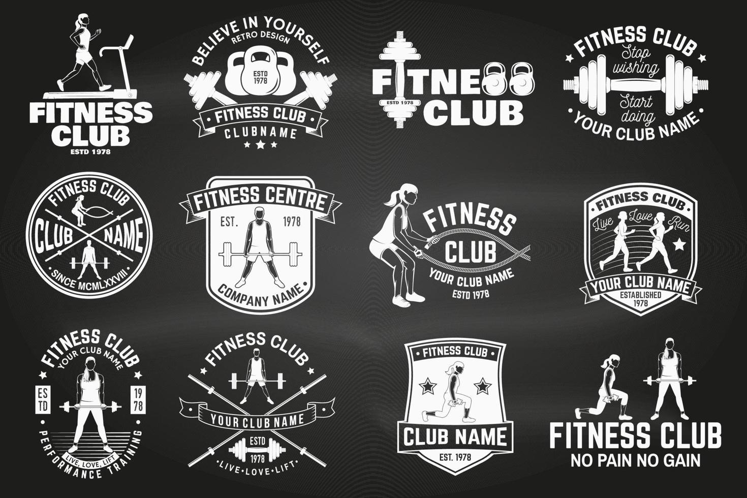 Fitness-Club-Abzeichen. Vektor. für Fitnesscenter-Embleme, Fitnessstudio-Schilder und andere. vektor