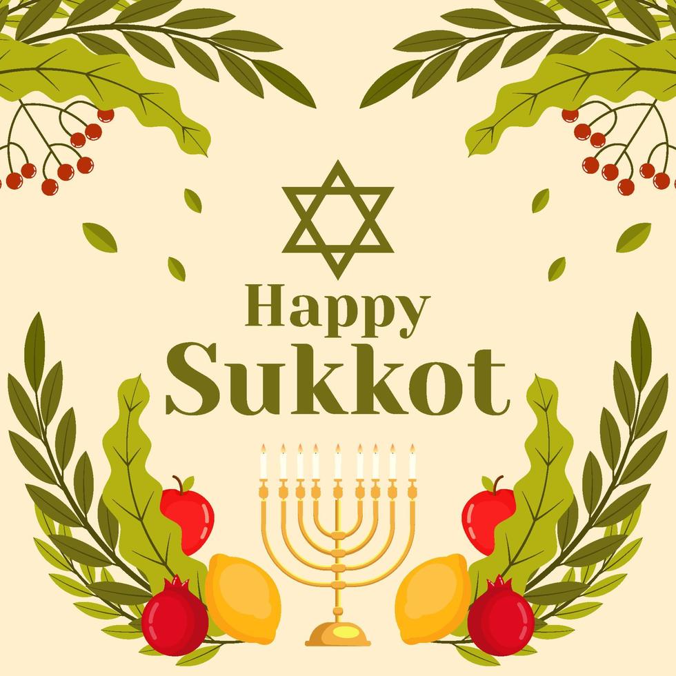 flaches glückliches sukkot-illustrationsdesign vektor