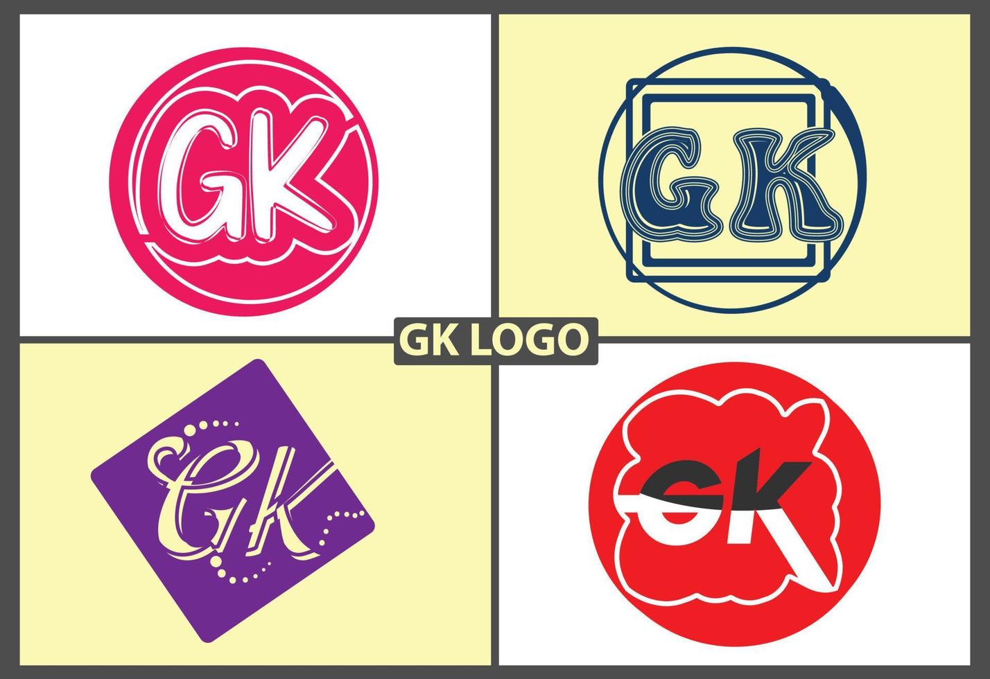 gk brev logotyp och ikon design mall vektor