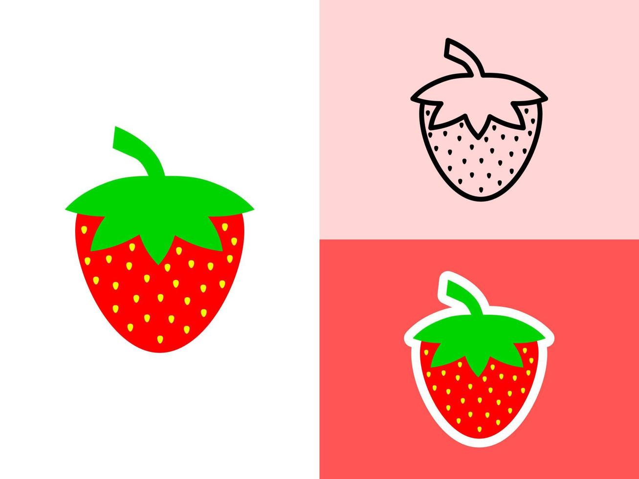 jordgubb ikon uppsättning. jordgubb översikt ikon. illustration jordgubb klistermärken tecknad serie design. vektor