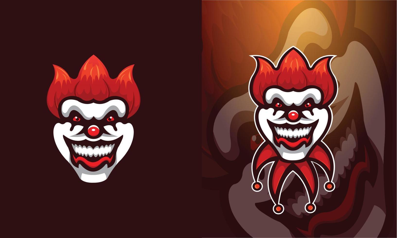 clown joker e-sport-maskottchen-logo-vorlage. Gaming-Logo-Vektorillustrationen. vektor