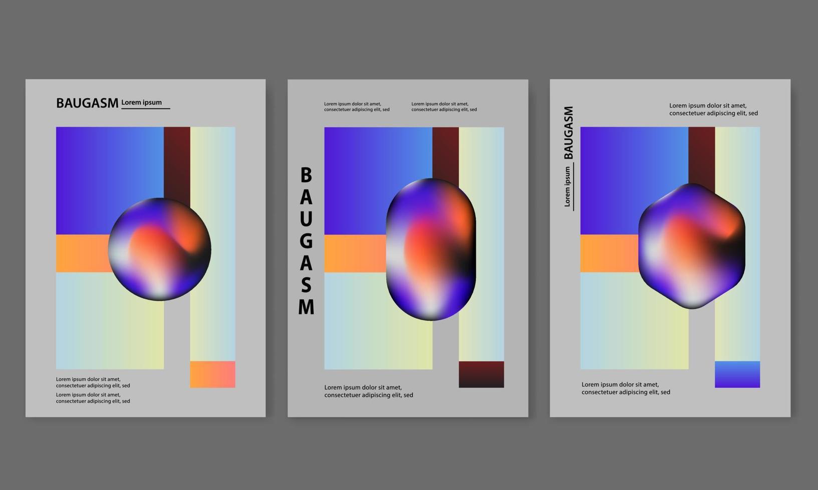 uppsättning av lutning baugasm affisch med pastell färger. tillämplig för flygblad, affisch, omslag, häfte design. vektor
