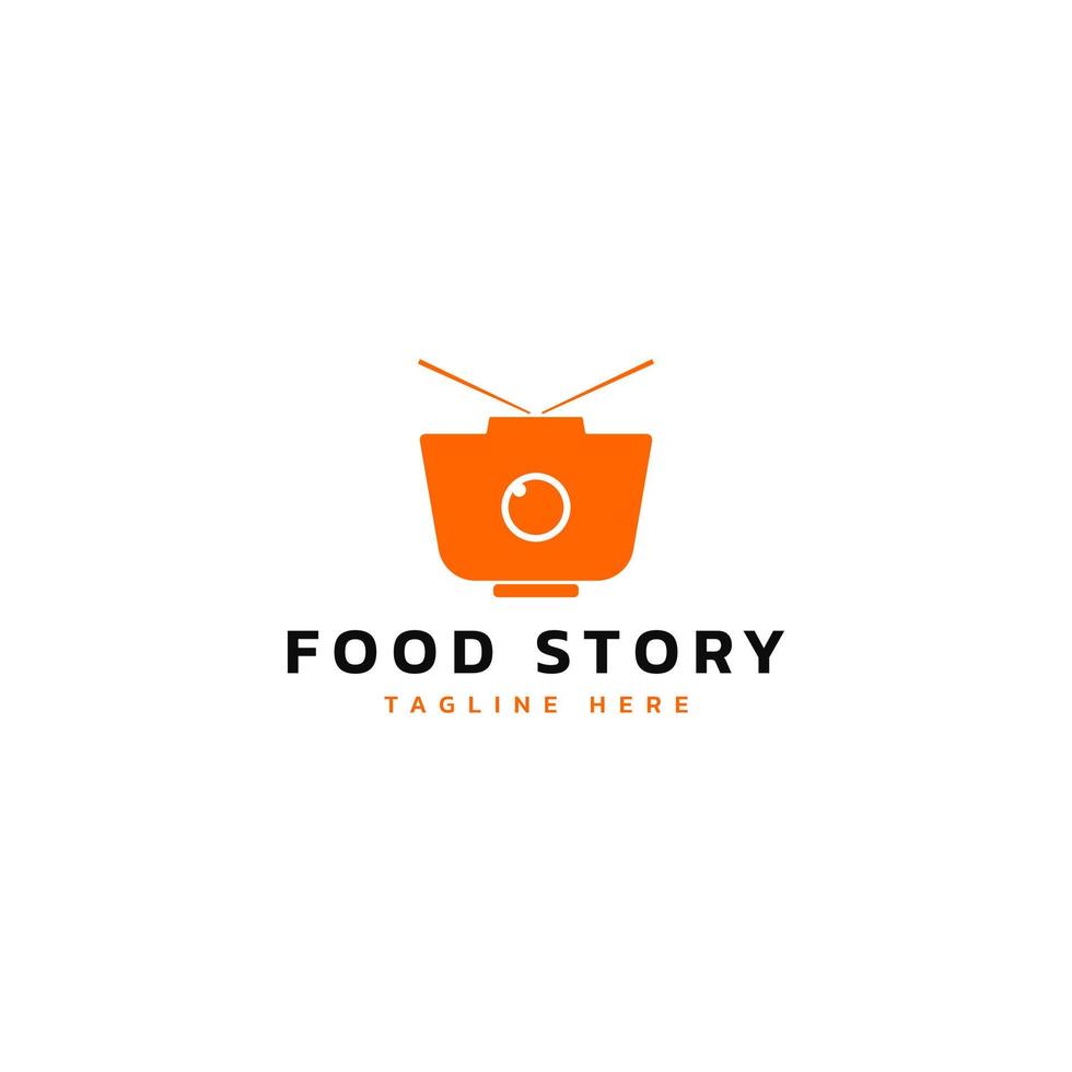 enkel skål och kamera logotyp design. mat fotografi logotyp. mat berättelse logotyp. vektor formatera.