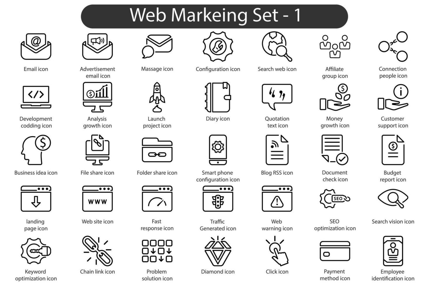 Web-Marketing-Liniensymbol 1 vektor