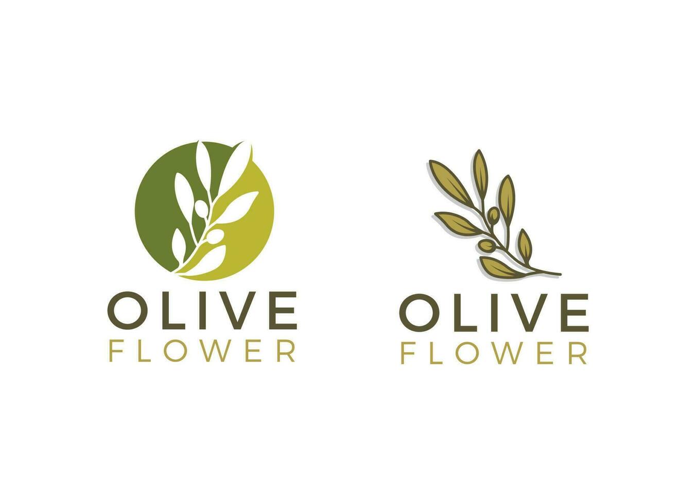Naturkräuter-Olivenölpflanze, Olivenblatt-Blumen-Logo-Design vektor