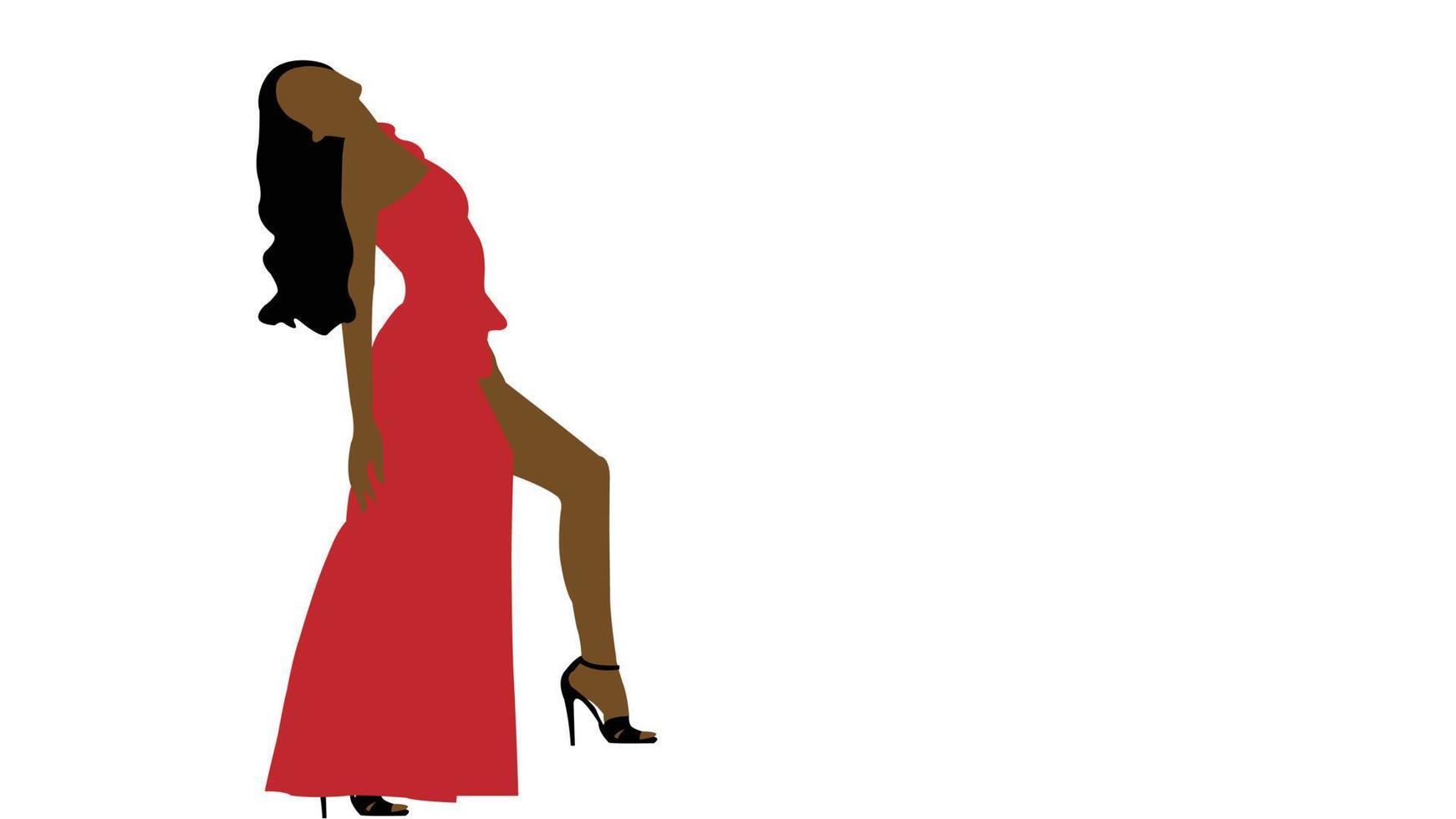 kvinna röd klänning mode isolerat på vit bakgrund. vektor