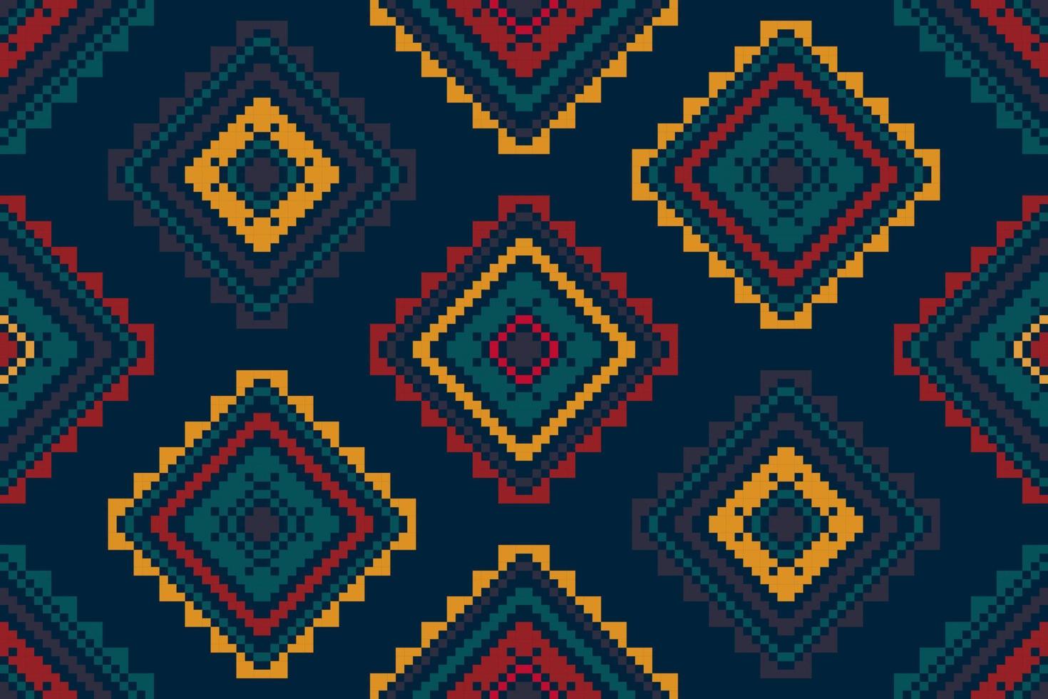 Ikat ethnisches ungarisches polnisches Volksmusterdesign. aztekischer stoffteppich boho mandalas textildekor tapete. stammes-native motiv blume traditionelle stickerei vektor illustriert