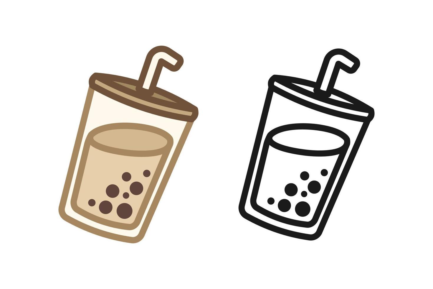 söt mjölk te ikon logotyp ClipArt. färgad och översikt uppsättning. vektor