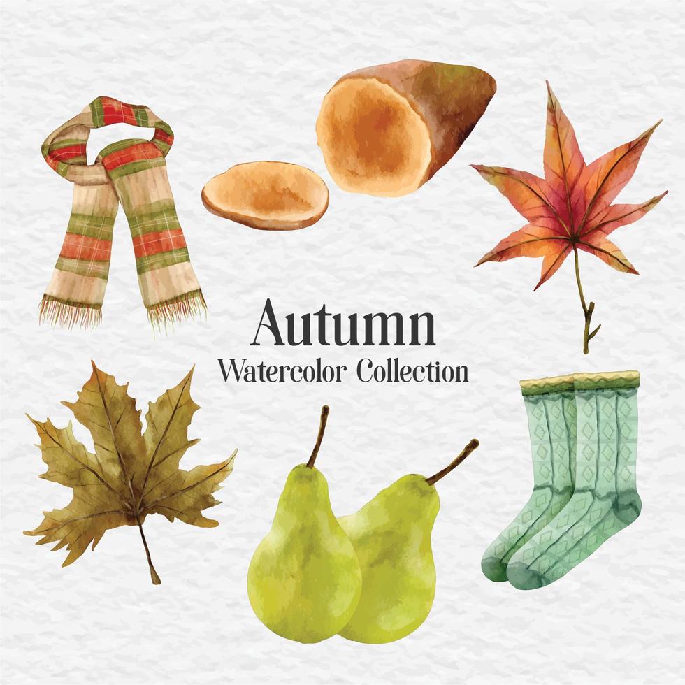 aquarell herbst set element clipart aufkleber sammlung vektor