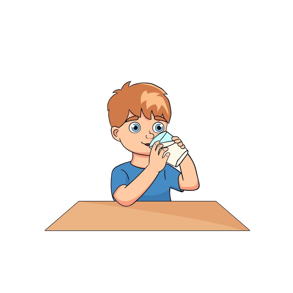 barn dricka mjölk tecknad serie vektor