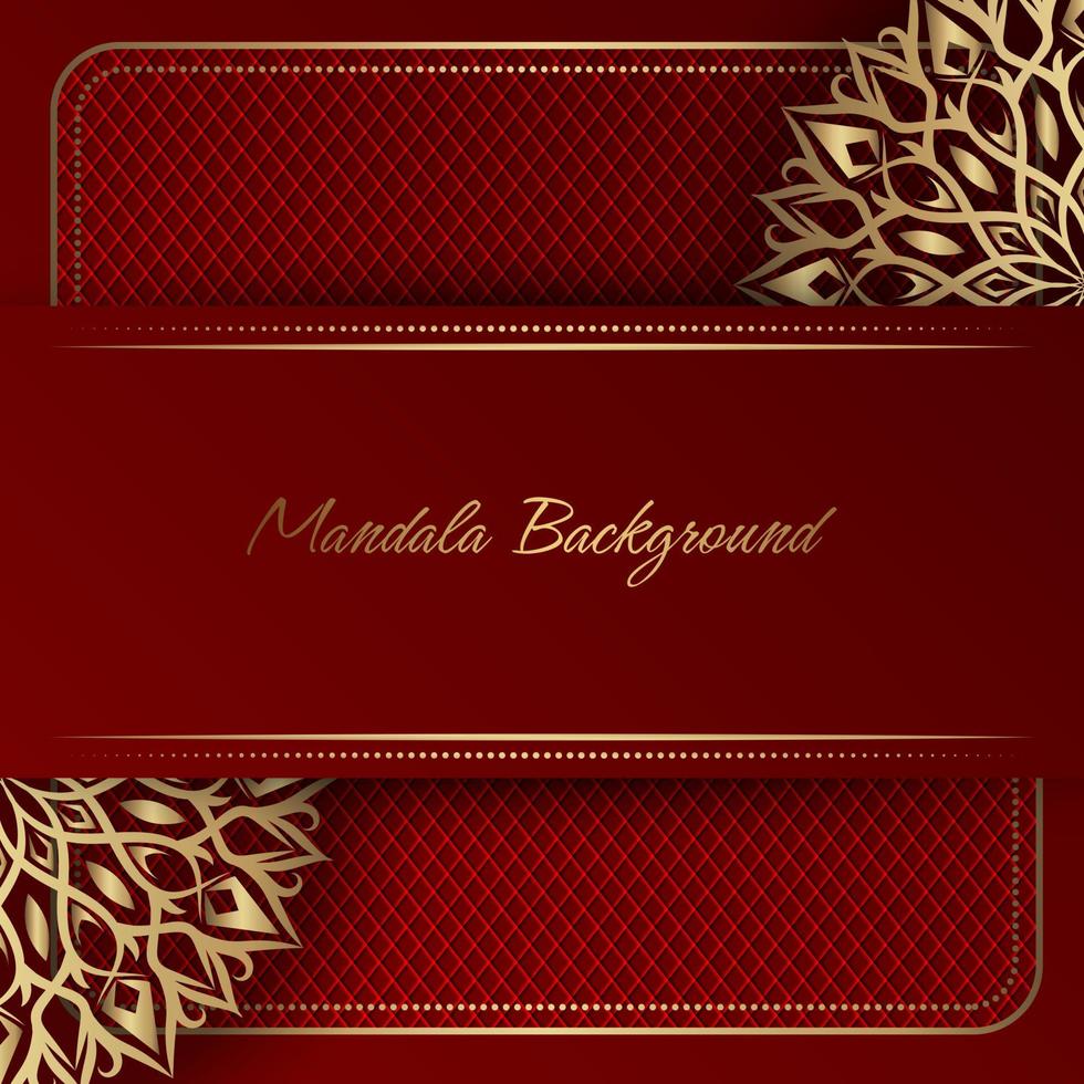 goldenes Mandala-Ornament, auf rotem Hintergrund, Vektordesign vektor