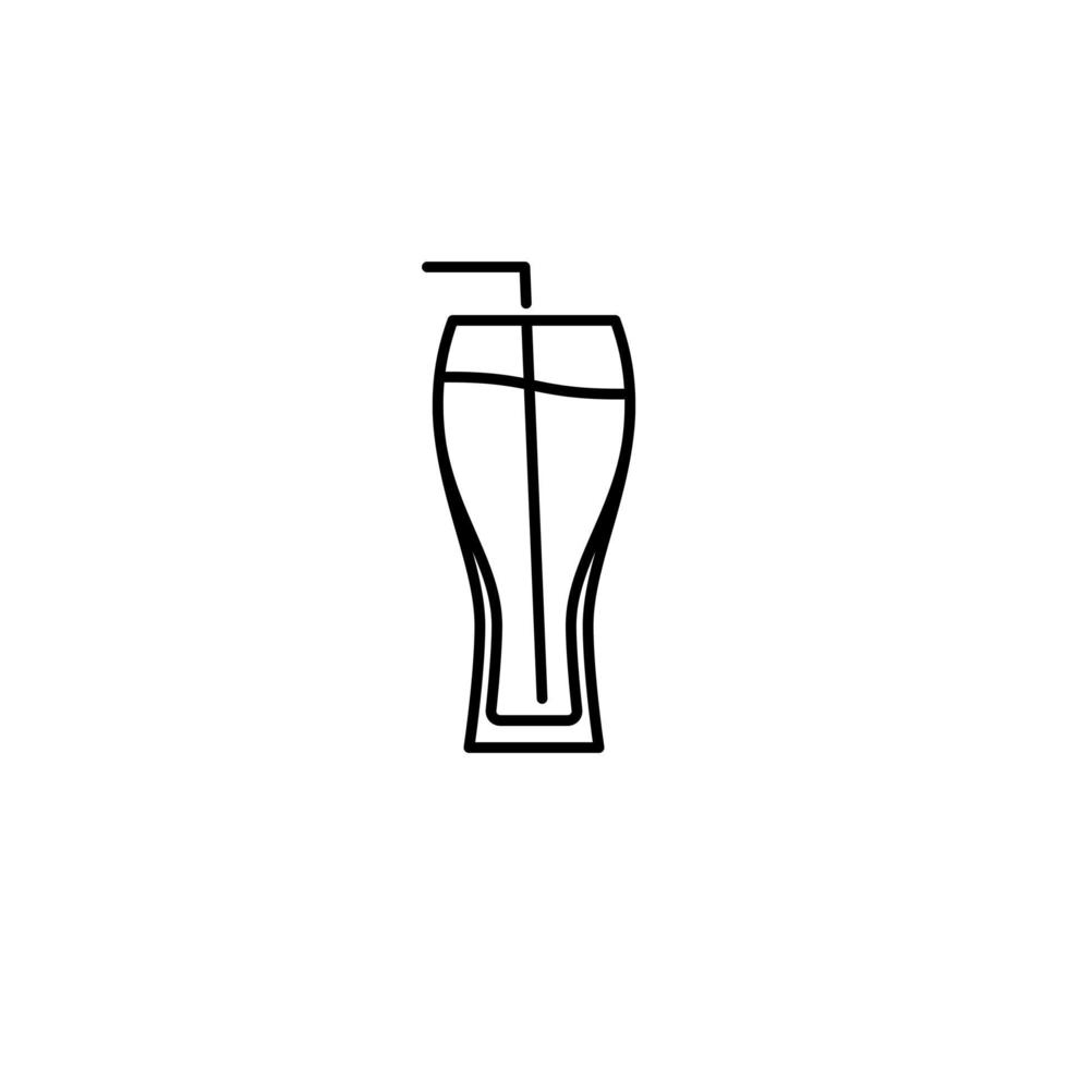 Wiezenbier-Glas-Symbol mit Strohhalm auf weißem Hintergrund. Einfach, Linie, Silhouette und sauberer Stil. Schwarz und weiß. geeignet für symbol, zeichen, symbol oder logo vektor