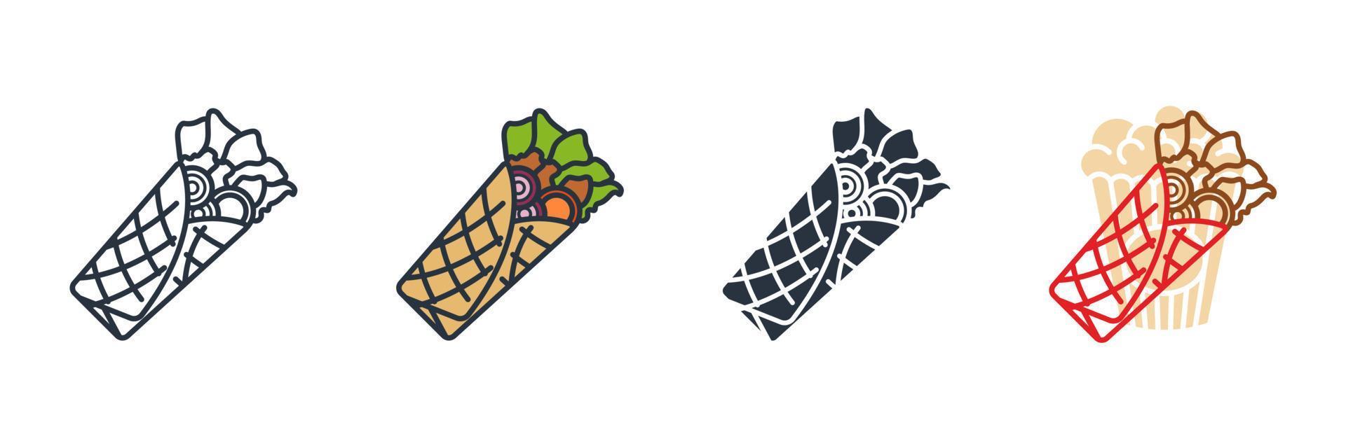 shawerma smörgås ikon logotyp vektor illustration. shawarma symbol mall för grafisk och webb design samling