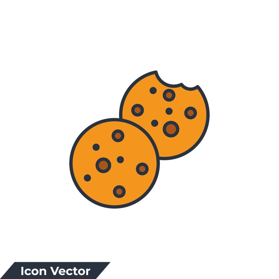 Kekse-Symbol-Logo-Vektor-Illustration. Chocolate Chip Cookies Symbolvorlage für Grafik- und Webdesign-Sammlung vektor