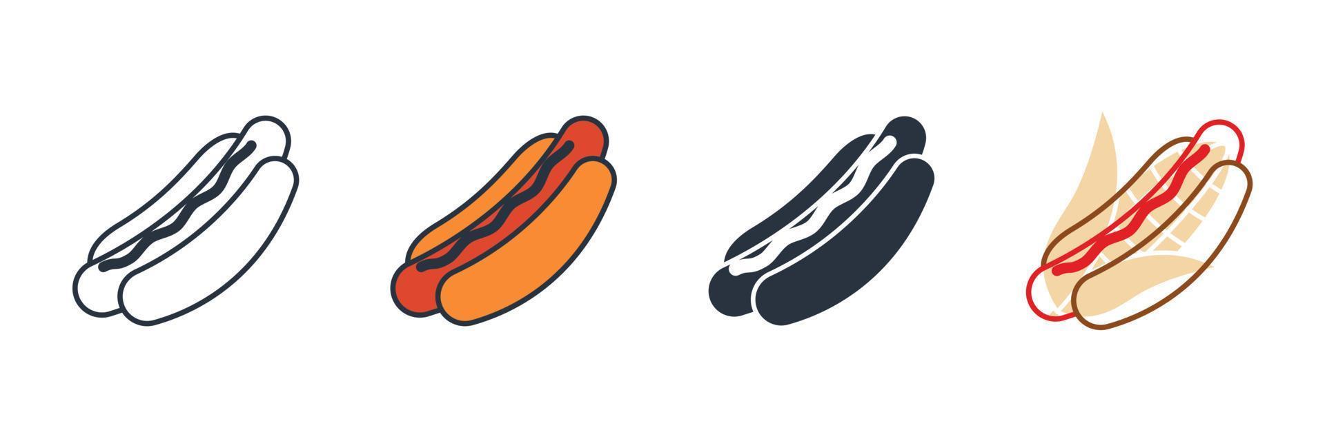 Hot-Dog-Symbol-Logo-Vektor-Illustration. Amerikanische köstliche Hotdog-Symbolvorlage für Grafik- und Webdesign-Sammlung vektor