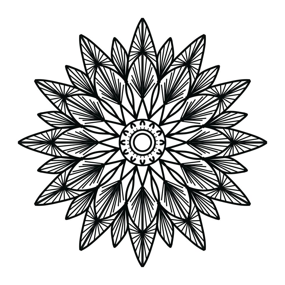 schwarzer dekorativer Mandala-Design-Hintergrund, Mandala-Design, Mandala-Muster-Malbuch-Kunst-Tapeten-Design, Schwarz-Weiß-Mandala vektor