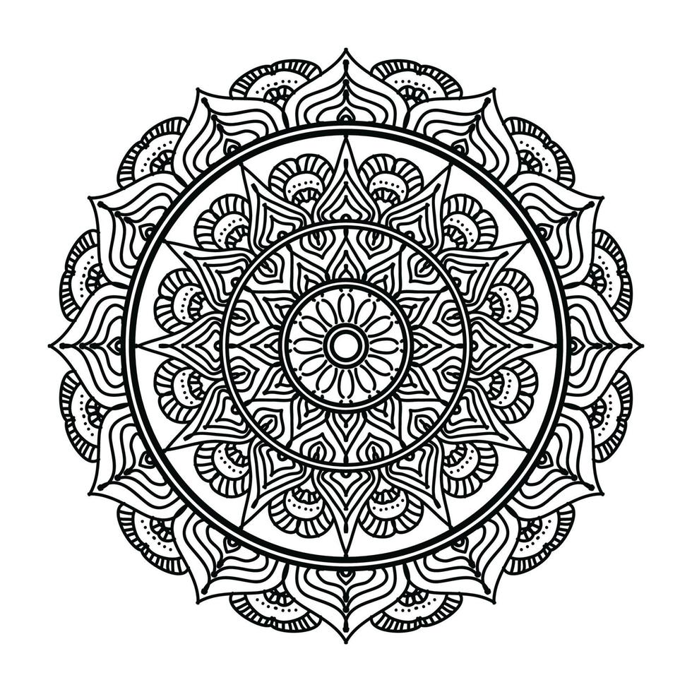 svart dekorativ mandala design bakgrund, mandala design, mandala mönster färg bok konst tapet design, svart och vit mandala vektor