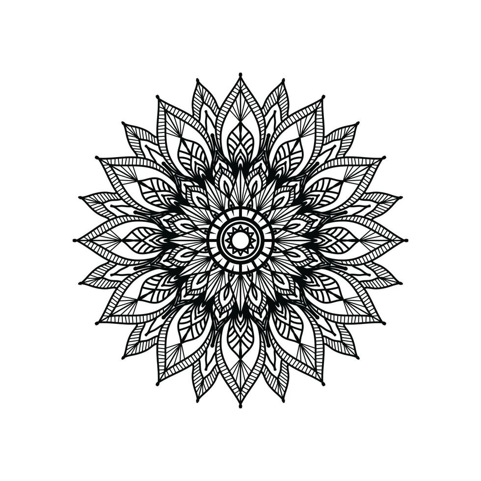 svart dekorativ mandala design bakgrund, mandala design, mandala mönster färg bok konst tapet design, svart och vit mandala vektor