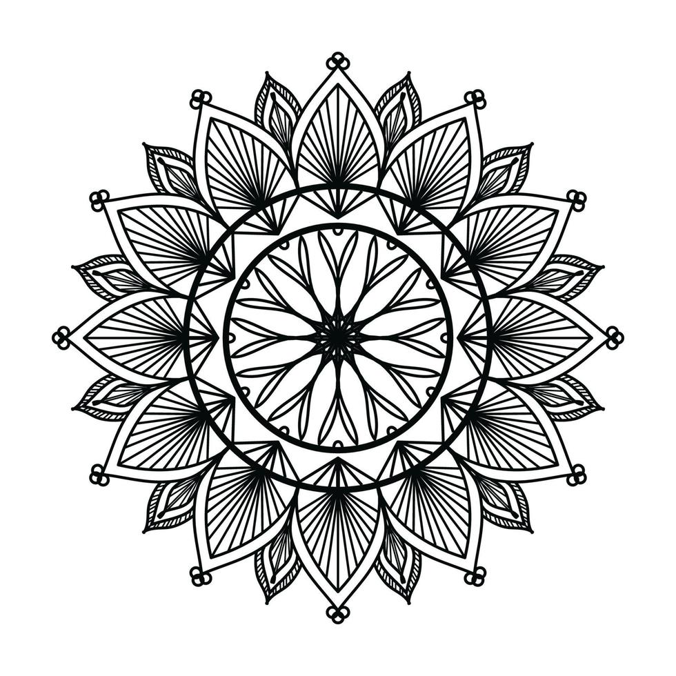 svart dekorativ mandala design bakgrund, mandala design, mandala mönster färg bok konst tapet design, svart och vit mandala vektor