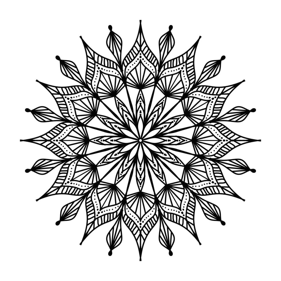 svart dekorativ mandala design bakgrund, mandala design, mandala mönster färg bok konst tapet design, svart och vit mandala vektor
