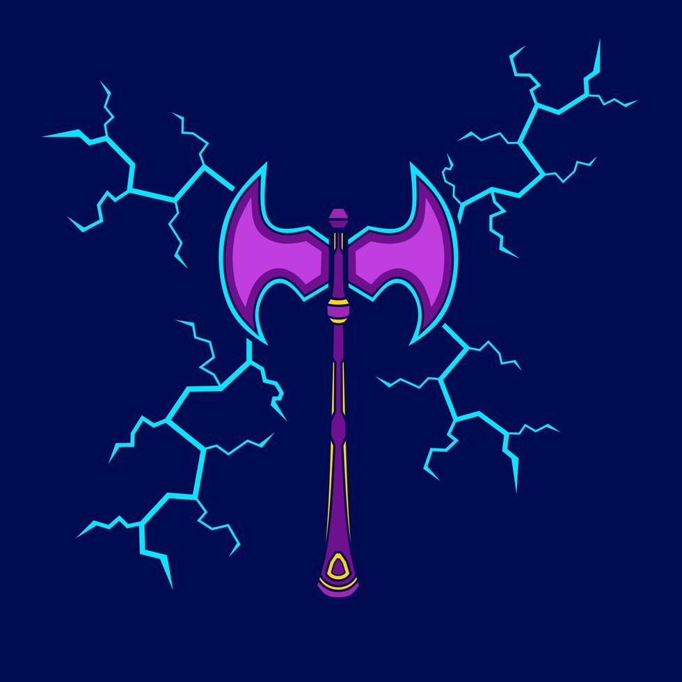 Axt Neon Cyberpunk Logo Fiktion buntes Design mit dunklem Hintergrund. abstrakte T-Shirt-Vektorillustration. vektor