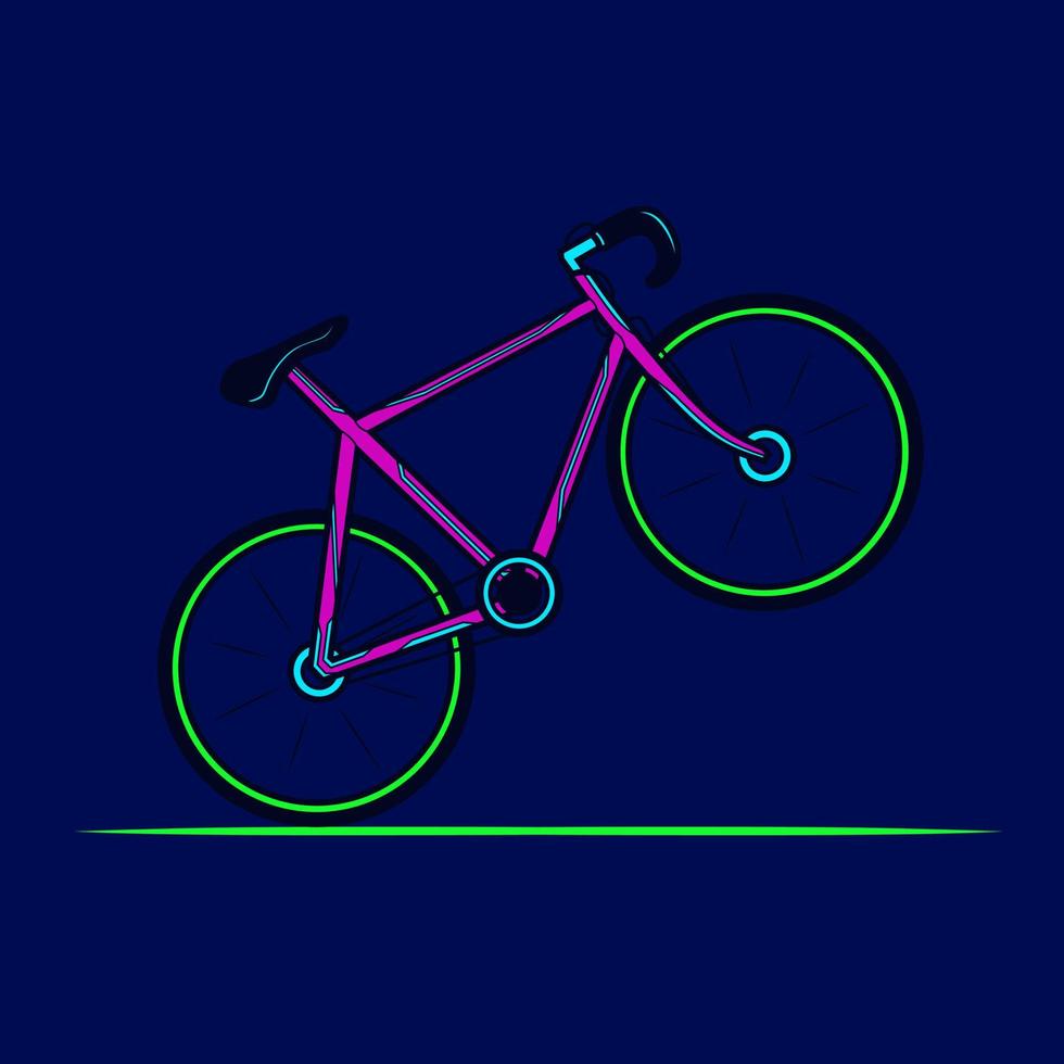 Fahrrad Neon Cyberpunk Logo Fiktion buntes Design mit dunklem Hintergrund. abstrakte T-Shirt-Vektorillustration. vektor