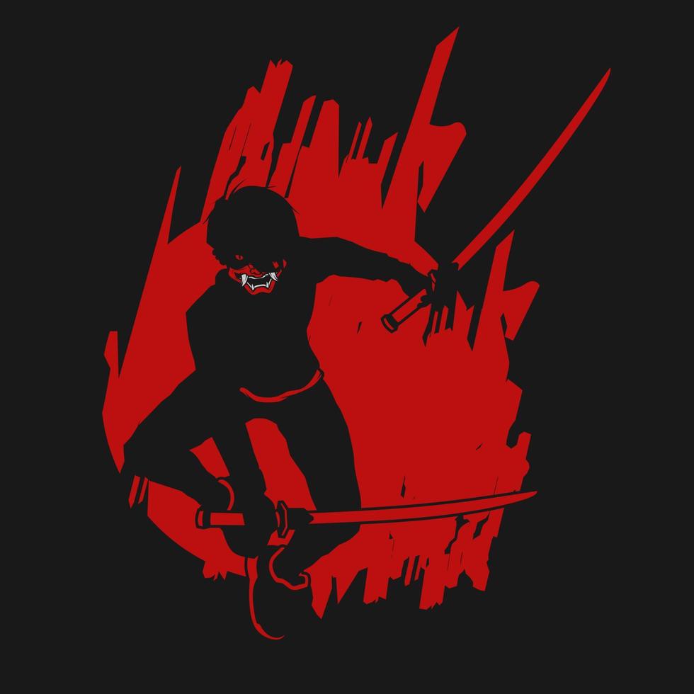 samurai japan schwert ritter logo farbenfrohes design mit dunklem hintergrund. isolierter marinehintergrund für t-shirt, poster, kleidung, merch, bekleidung, abzeichendesign vektor