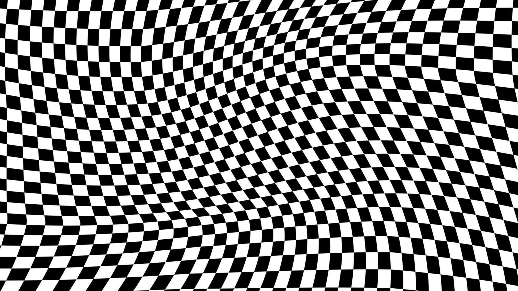 estetisk svart checkerboard förvrängd rutig tapet illustration, perfekt för tapet, bakgrund, vykort, bakgrund vektor