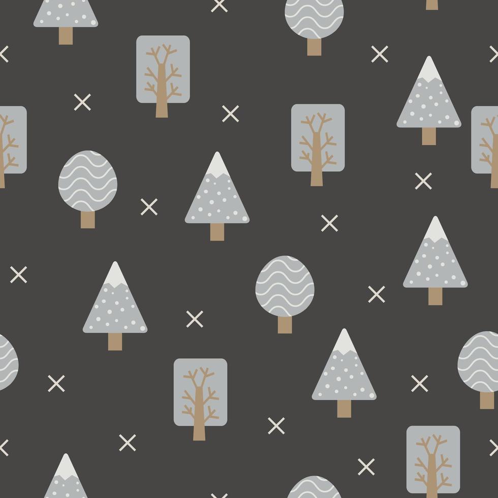 skandinavisk stil grå träd sömlösa mönster vektor