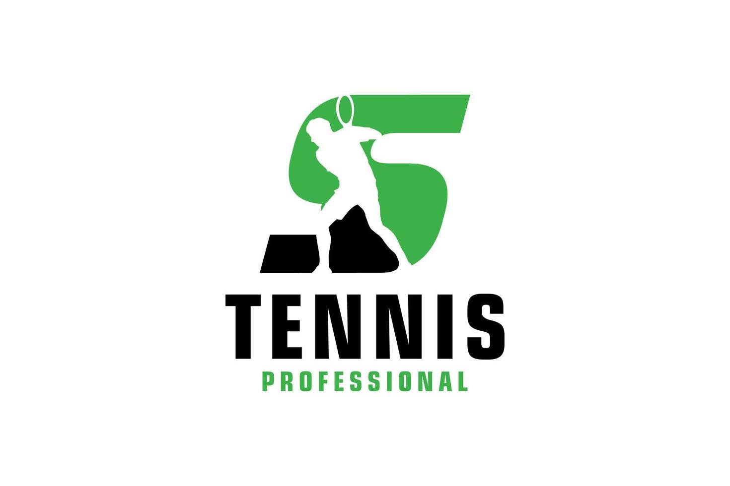 bokstaven s med tennisspelare silhuett logotyp design. vektor designmall element för sport team eller företagsidentitet.