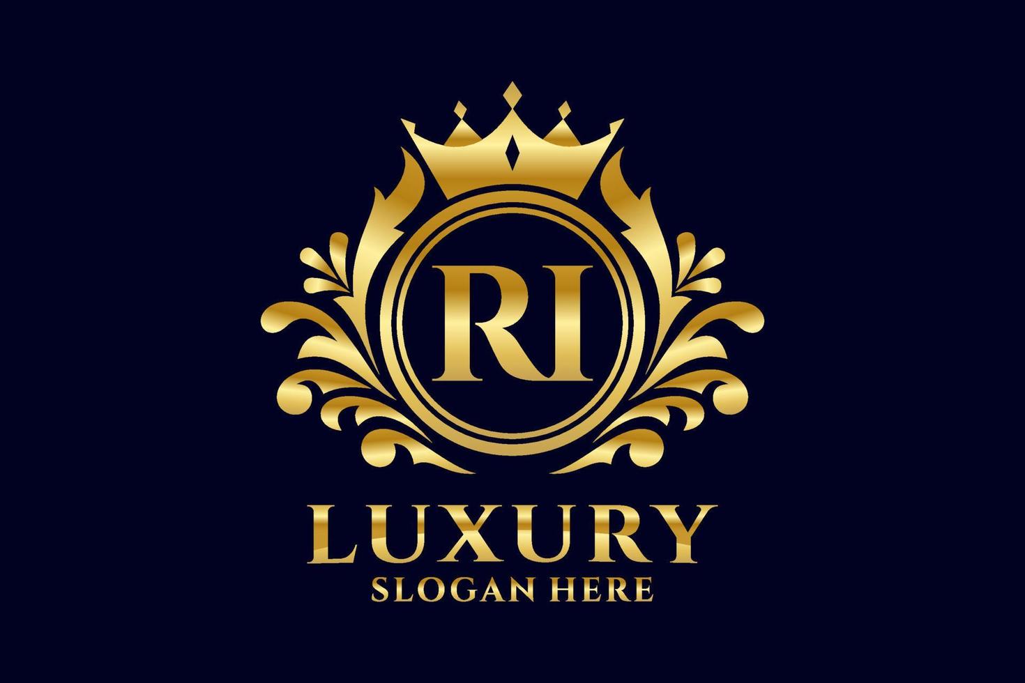 Royal Luxury Logo-Vorlage mit anfänglichem ri-Buchstaben in Vektorgrafiken für luxuriöse Branding-Projekte und andere Vektorillustrationen. vektor