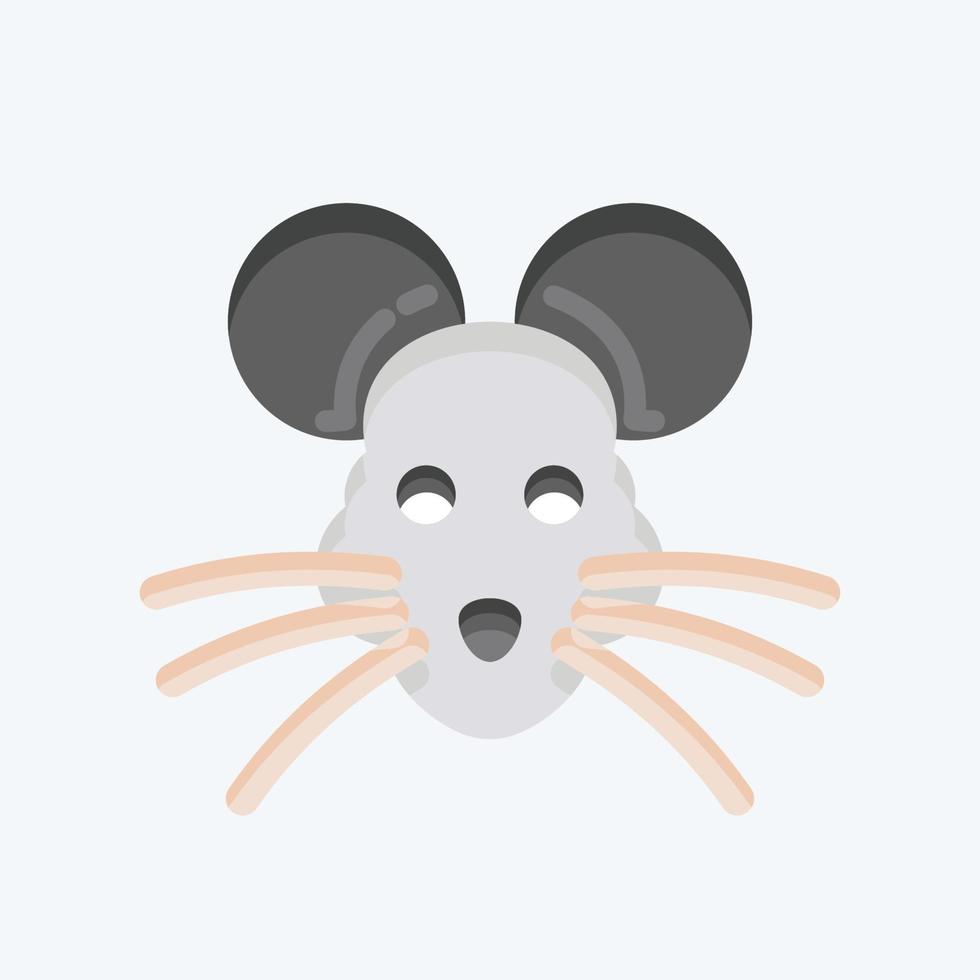 ikon råtta. relaterad till djur- huvud symbol. platt stil. enkel design redigerbar. enkel illustration. söt. utbildning vektor
