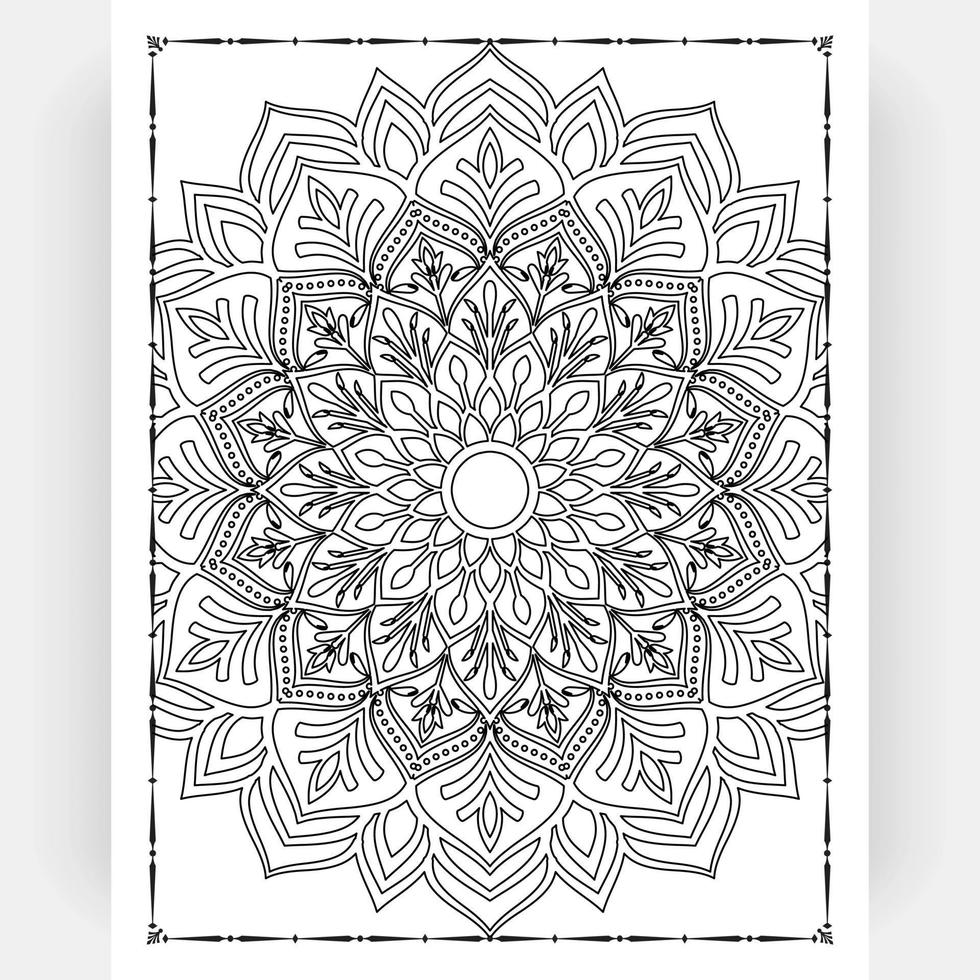 Schwarz-Weiß-Mandala zum Ausmalen von Seiten im Innenraum. Innere einer Malseite. Gekritzel-Mandala-Strichzeichnungen. dekoration mandala ornament design set vektor. vektor