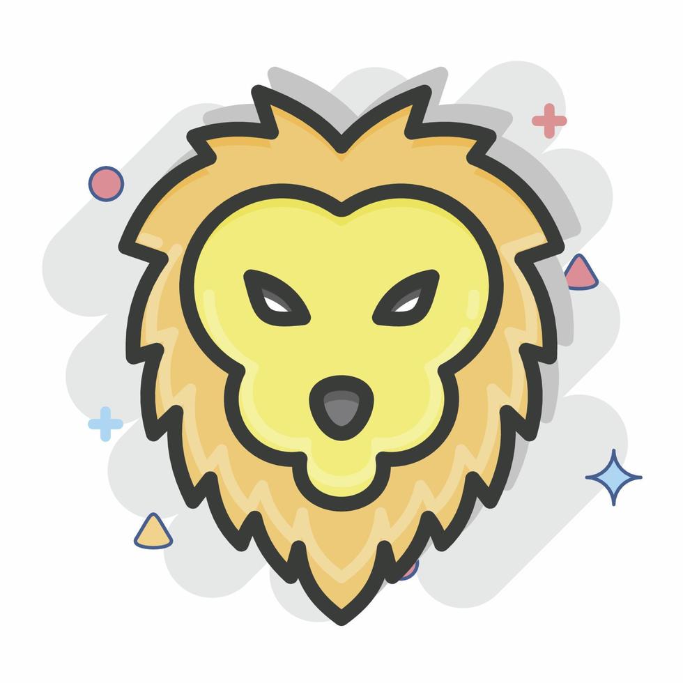 ikon lejon. relaterad till djur- huvud symbol. komisk stil. enkel design redigerbar. enkel illustration. söt. utbildning vektor