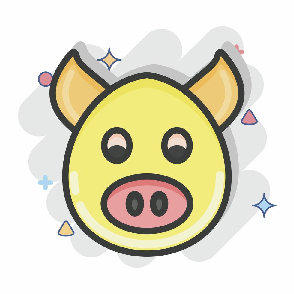 Symbol Schwein. bezogen auf Tierkopfsymbol. Comic-Stil. einfaches Design editierbar. einfache Abbildung. niedlich. Ausbildung vektor