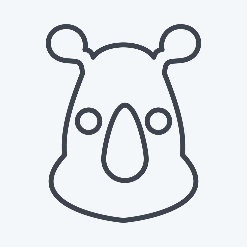 ikon noshörning. relaterad till djur- huvud symbol. linje stil. enkel design redigerbar. enkel illustration. söt. utbildning vektor