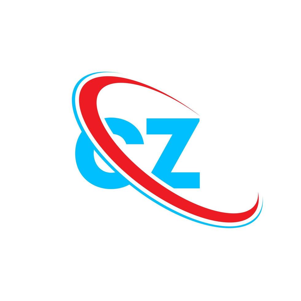 cz-Logo. cz-Design. blauer und roter cz-buchstabe. cz-Brief-Logo-Design. Anfangsbuchstabe cz verknüpfter Kreis Monogramm-Logo in Großbuchstaben. vektor