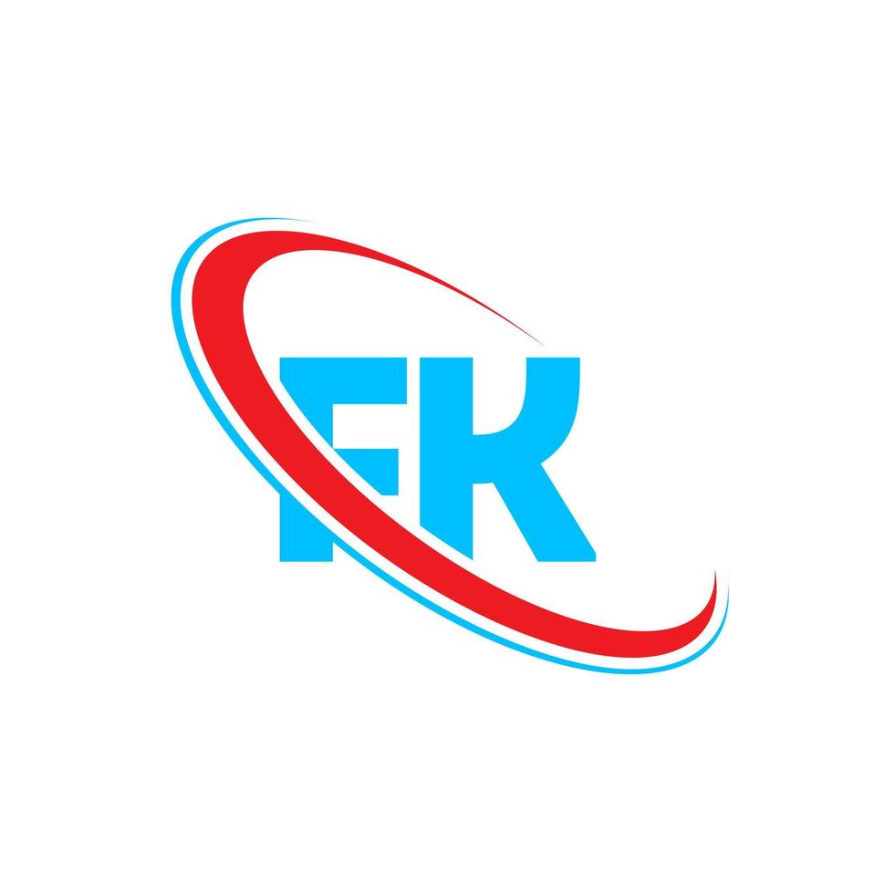 fk-Logo. FK-Design. blauer und roter fk-buchstabe. fk-Brief-Logo-Design. Anfangsbuchstabe fk verknüpfter Kreis Monogramm-Logo in Großbuchstaben. vektor