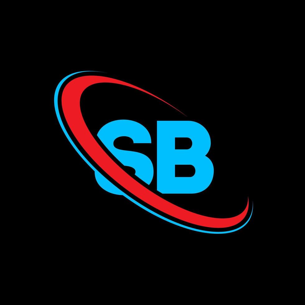 sb logotyp. sb design. blå och röd sb brev. sb brev logotyp design. första brev sb länkad cirkel versal monogram logotyp. vektor