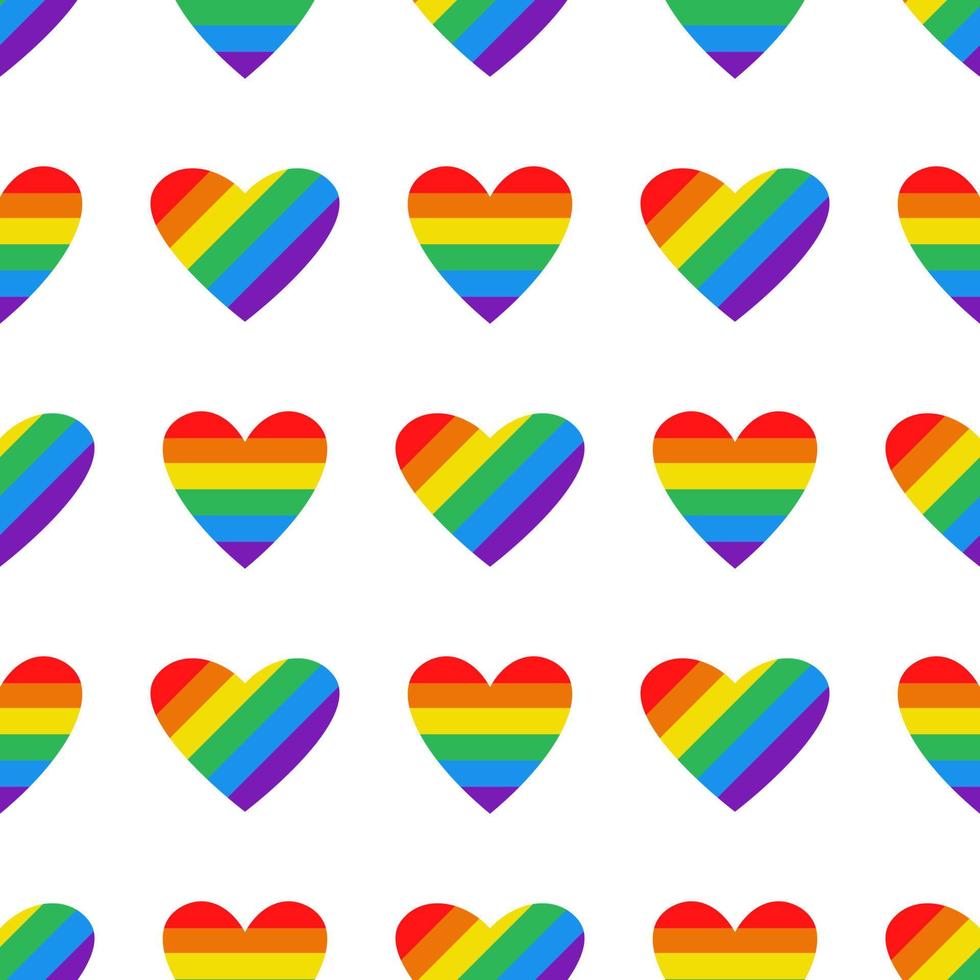 vektor lgbt mönster med pride hjärtan. hjärtan i regnbågsfärg. sömlösa mönster. pride månad. hbtq.